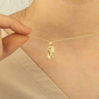 E Letter Diamond Shield Initial Necklace