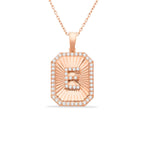 E Letter Diamond Shield Initial Necklace