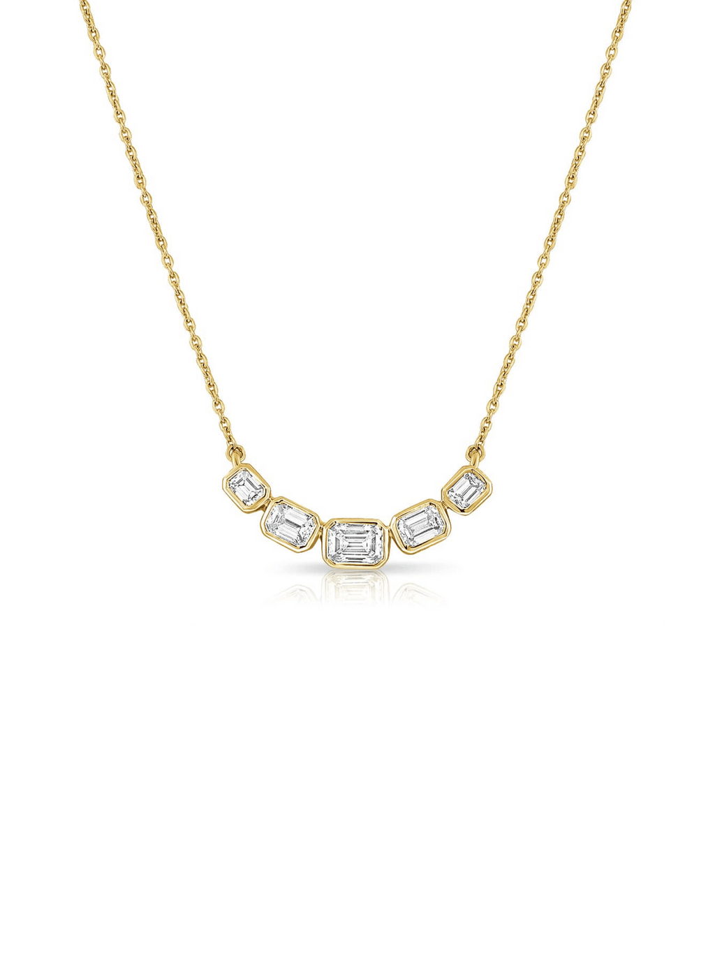Emerald Cut Diamond Arc Necklace