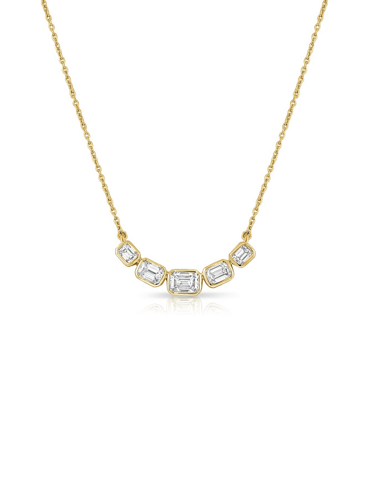 Emerald Cut Diamond Arc Necklace