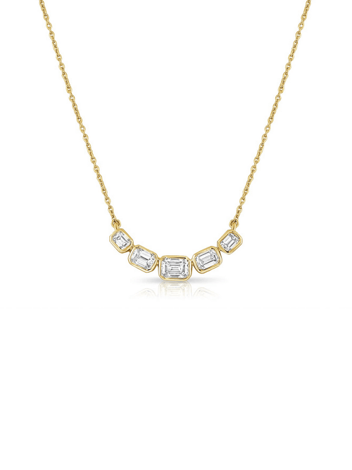 Emerald Cut Diamond Arc Necklace