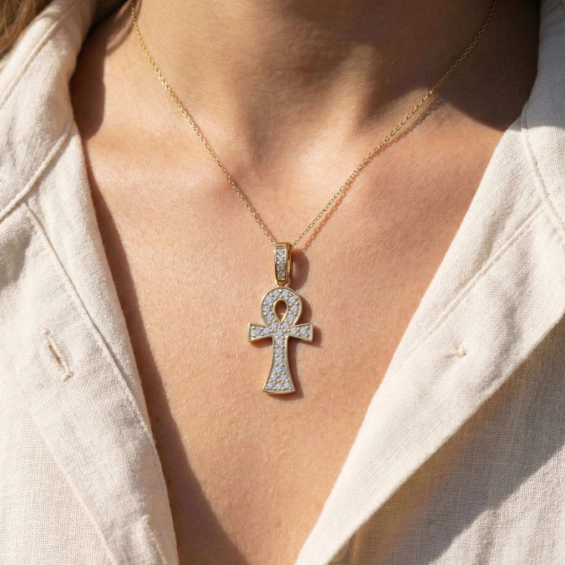 Eternal Life Diamond Ankh Necklace