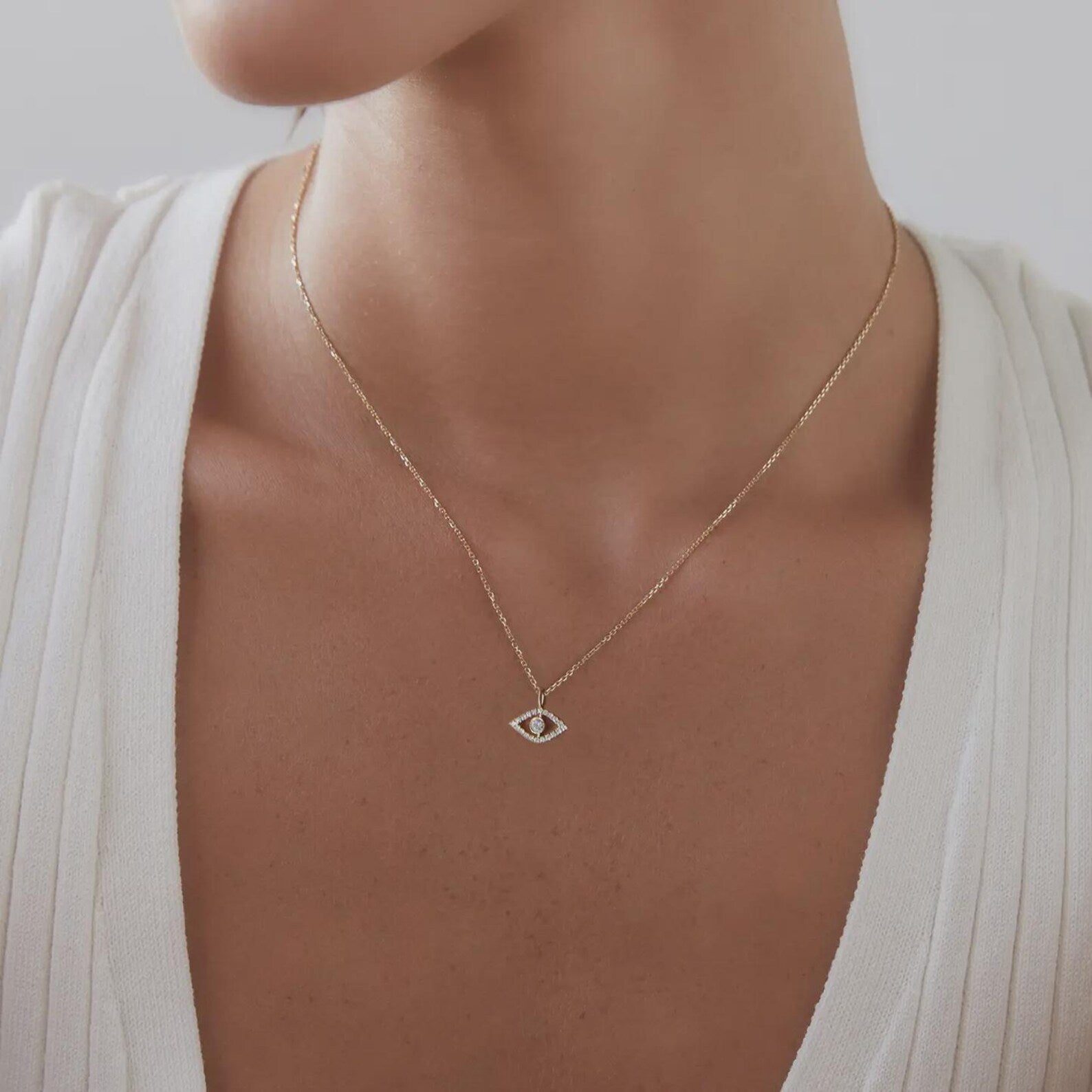 Evil Eye Diamond Pendant Necklace