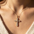 Faceted Diamond Cross Necklace