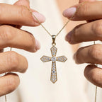 Faceted Diamond Cross Necklace