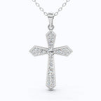Faceted Diamond Cross Necklace