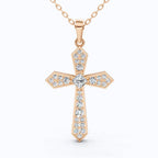 Faceted Diamond Cross Necklace