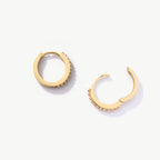 Fine Line Round Stone Hoop Earrings