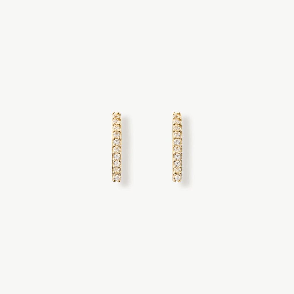 Fine Line Round Stone Hoop Earrings