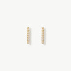 Fine Line Round Stone Hoop Earrings