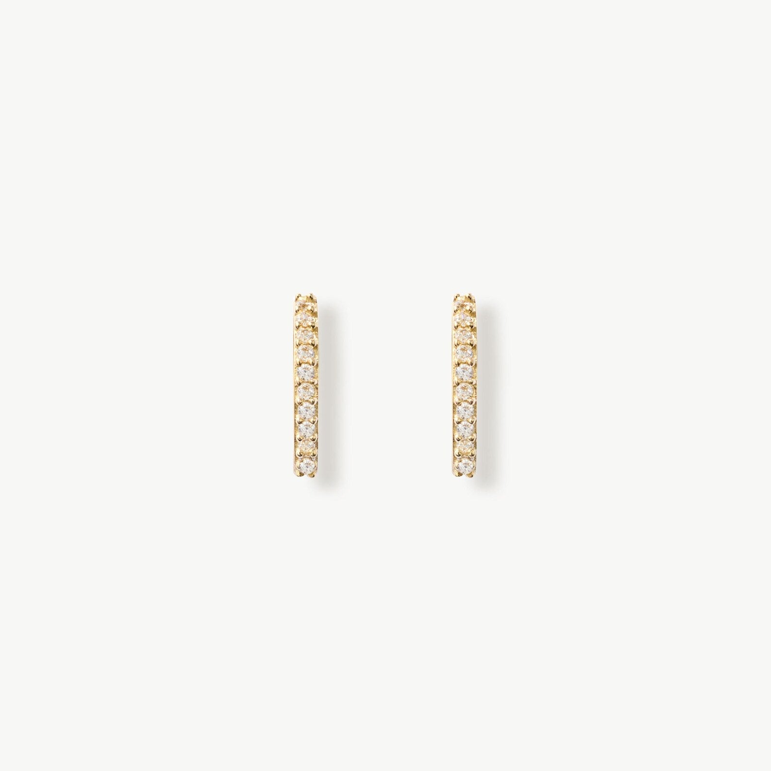 Fine Line Round Stone Hoop Earrings