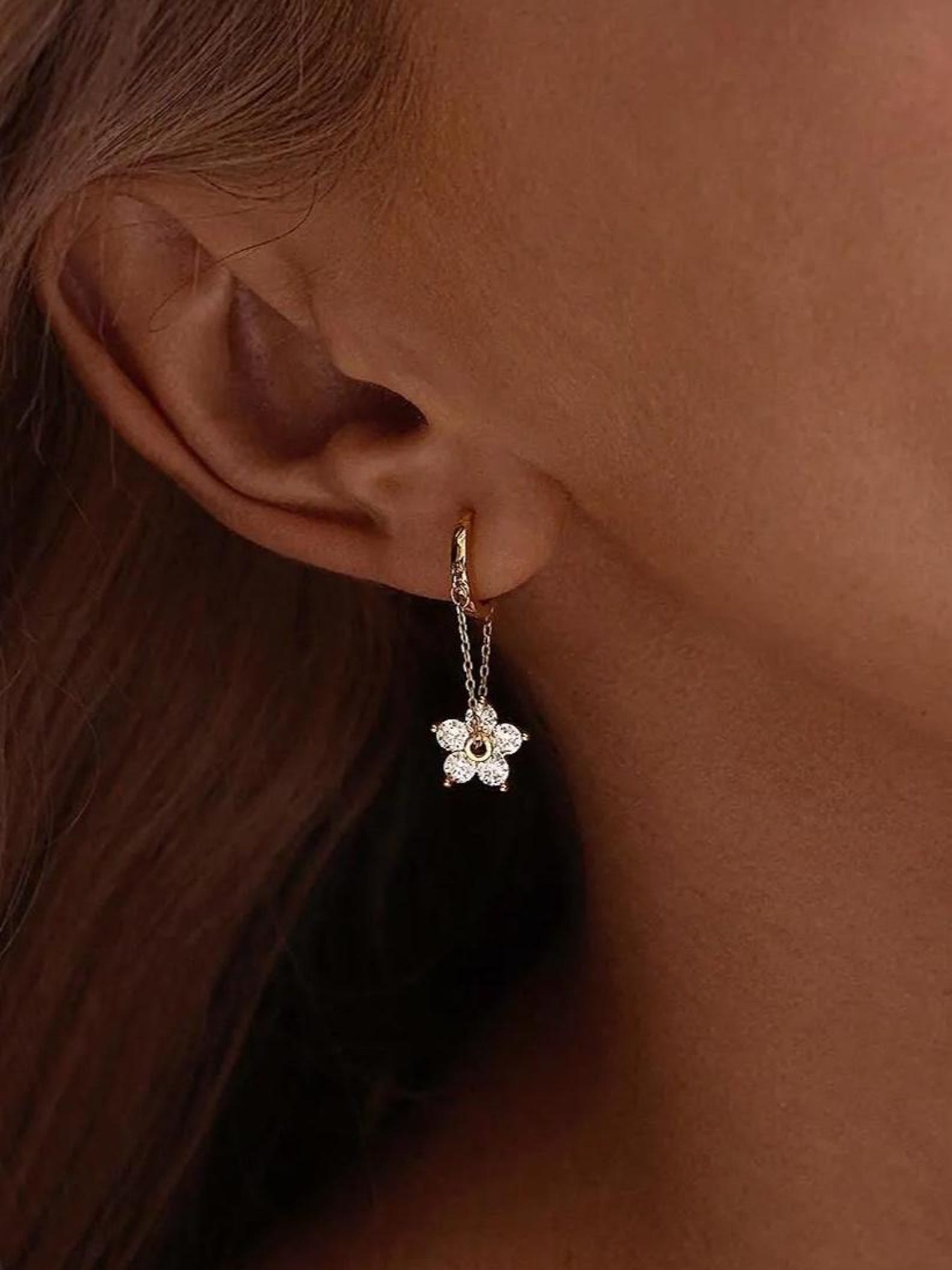 Flower Chain Drop Hoops