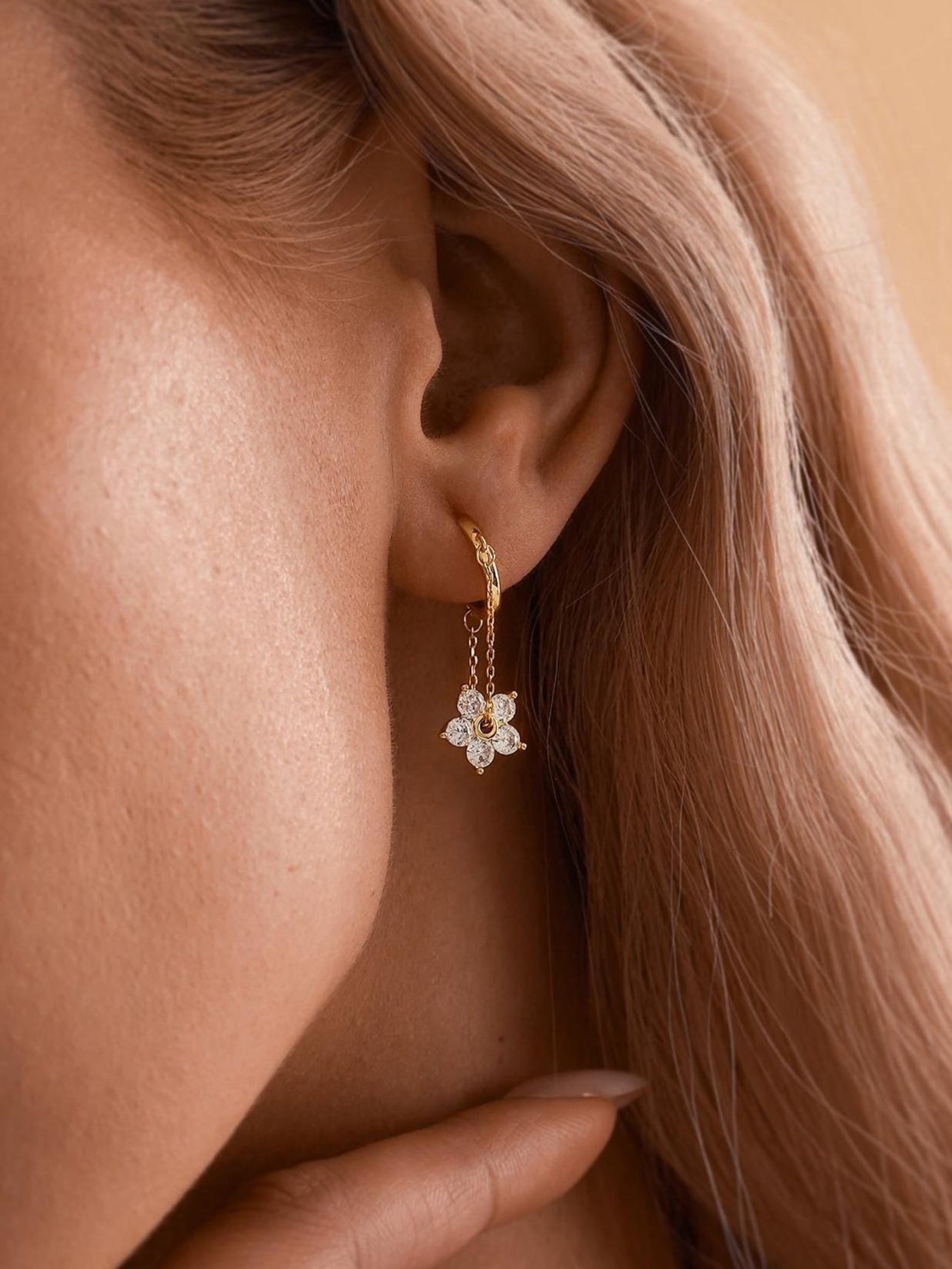Flower Chain Drop Hoops