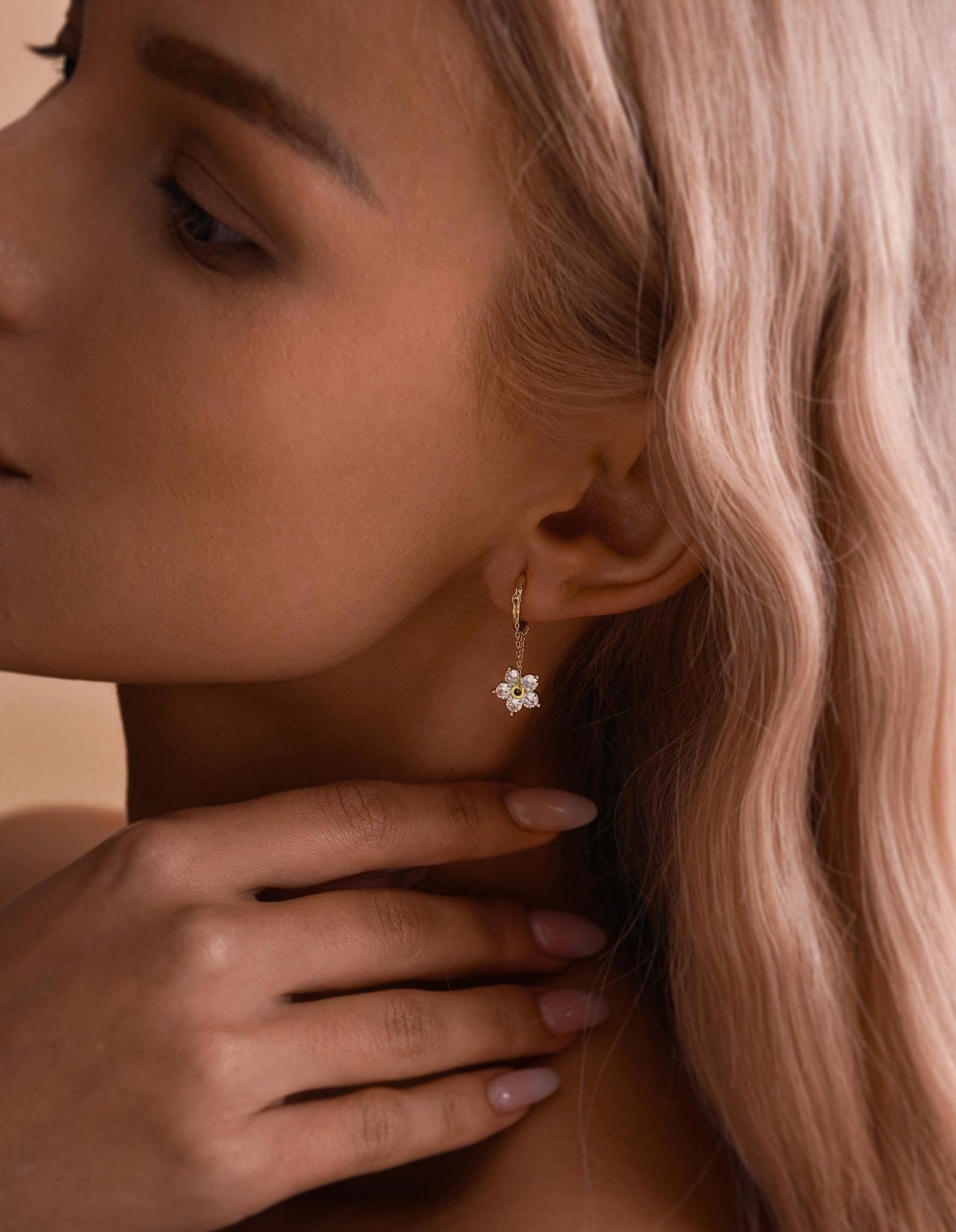 Flower Chain Drop Hoops