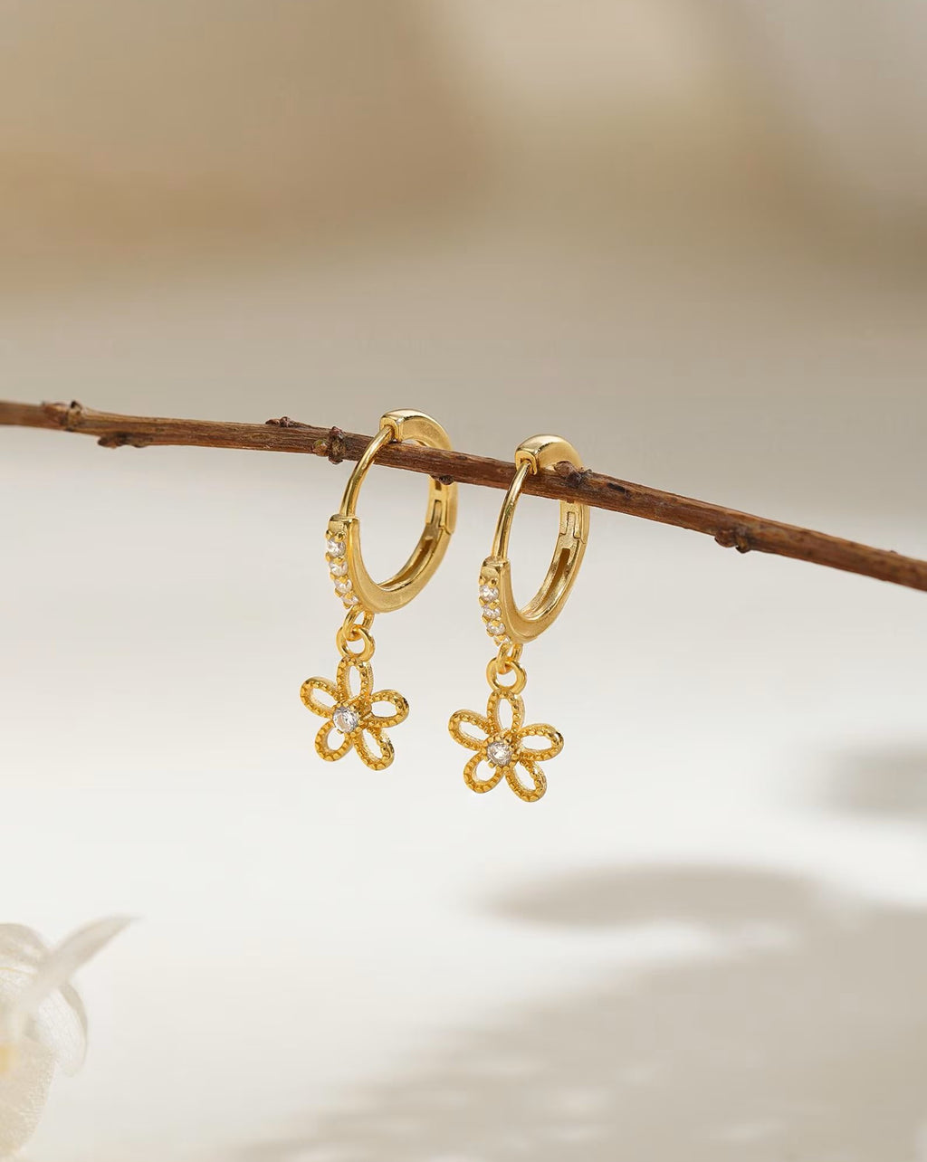 Flower Charm Hoops