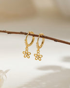 Flower Charm Hoops