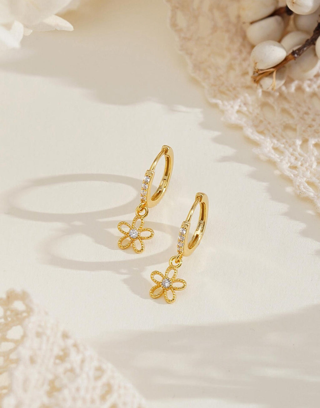Flower Charm Hoops
