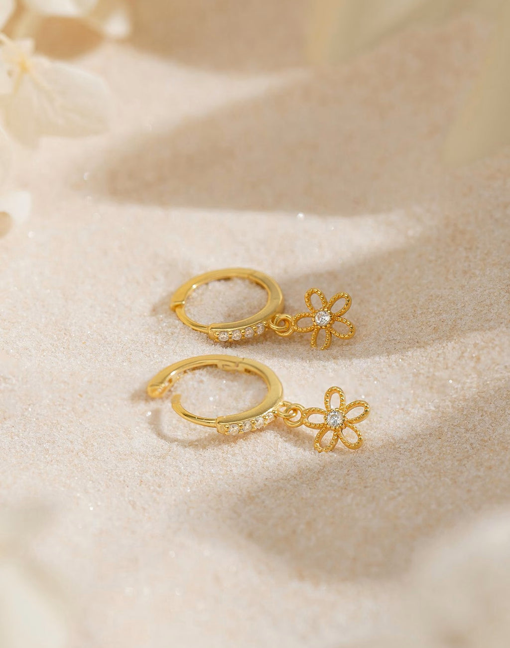 Flower Charm Hoops