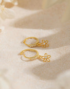 Flower Charm Hoops