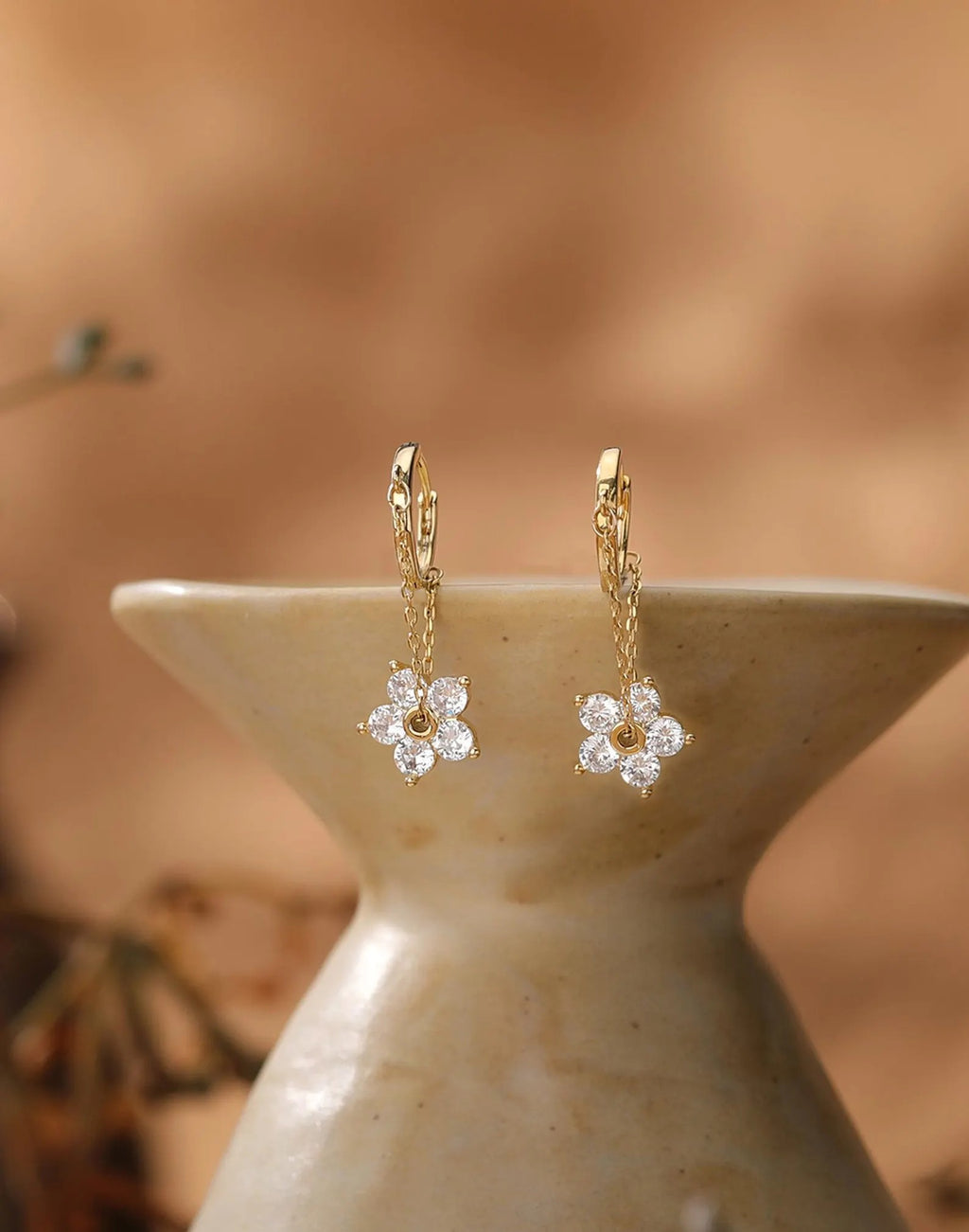 Flower Chain Drop Hoops