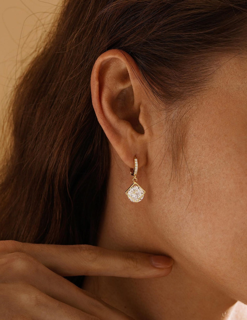 Framed Diamond Drop Hoops