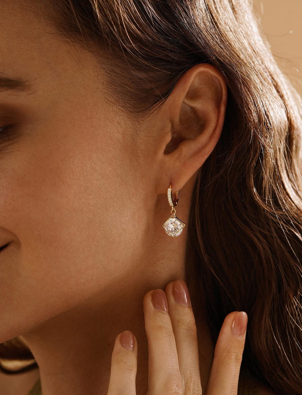 Framed Diamond Drop Hoops