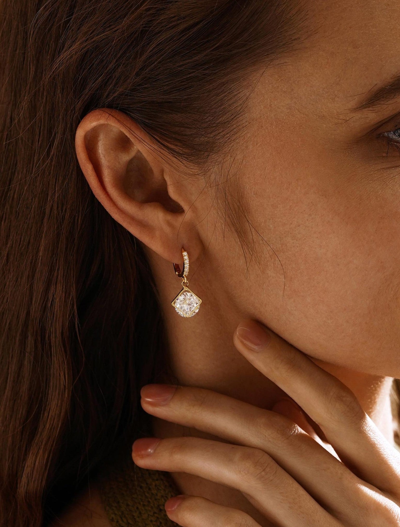 Framed Diamond Drop Hoops