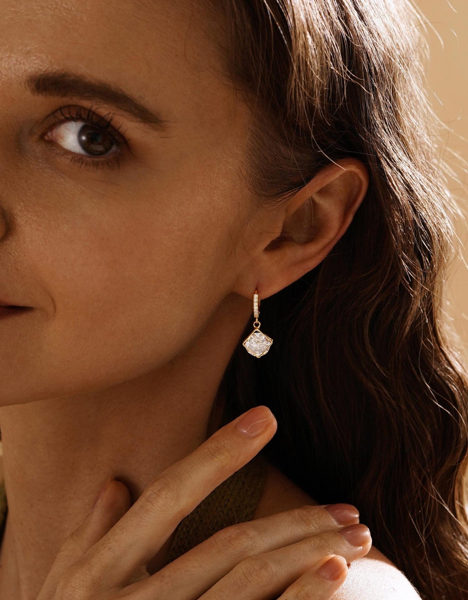 Framed Diamond Drop Hoops