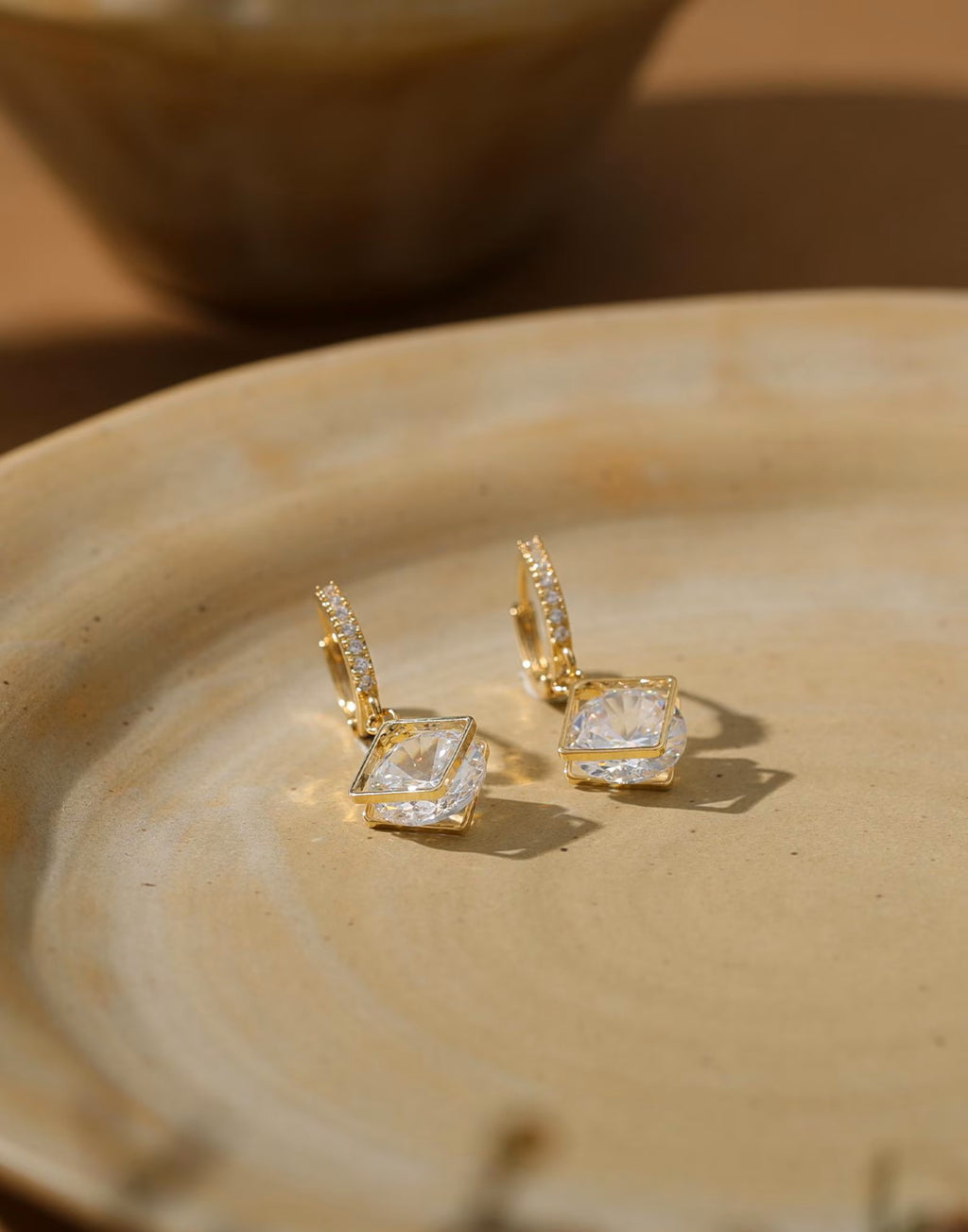 Framed Diamond Drop Hoops