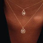 Framed Heart Halo Pendant Necklace