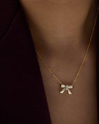 Golden Bow Diamond Necklace