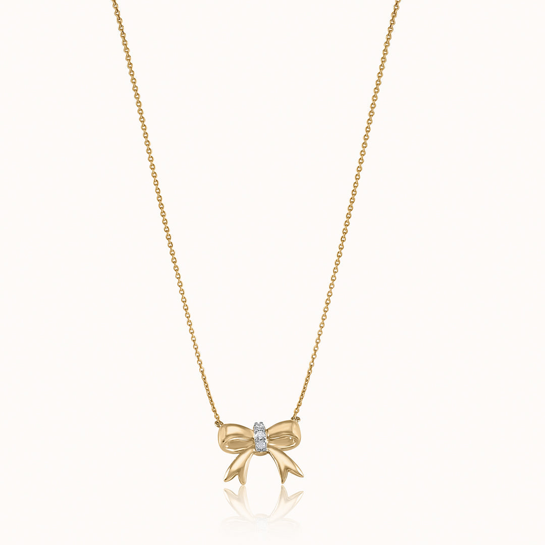 Golden Bow Diamond Necklace