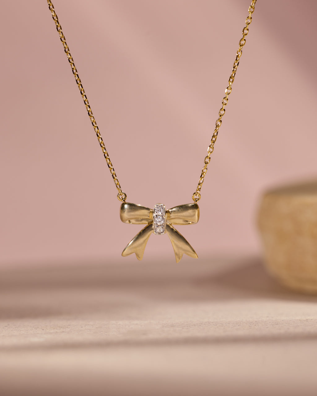 Golden Bow Diamond Necklace