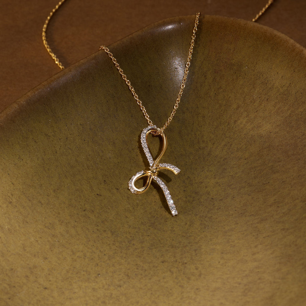 Grace Knot Diamond Bow Necklace