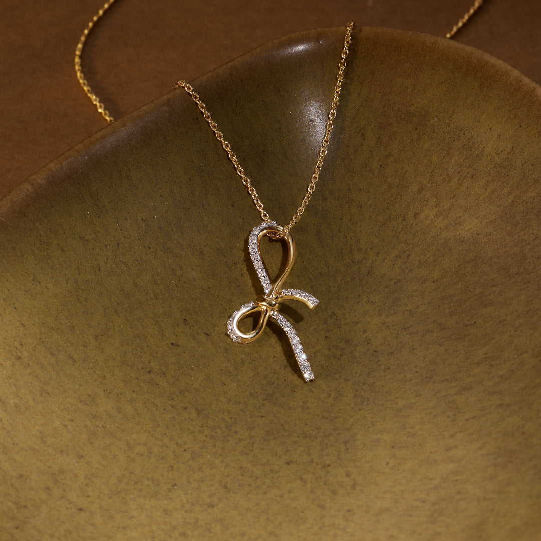 Grace Knot Diamond Bow Necklace