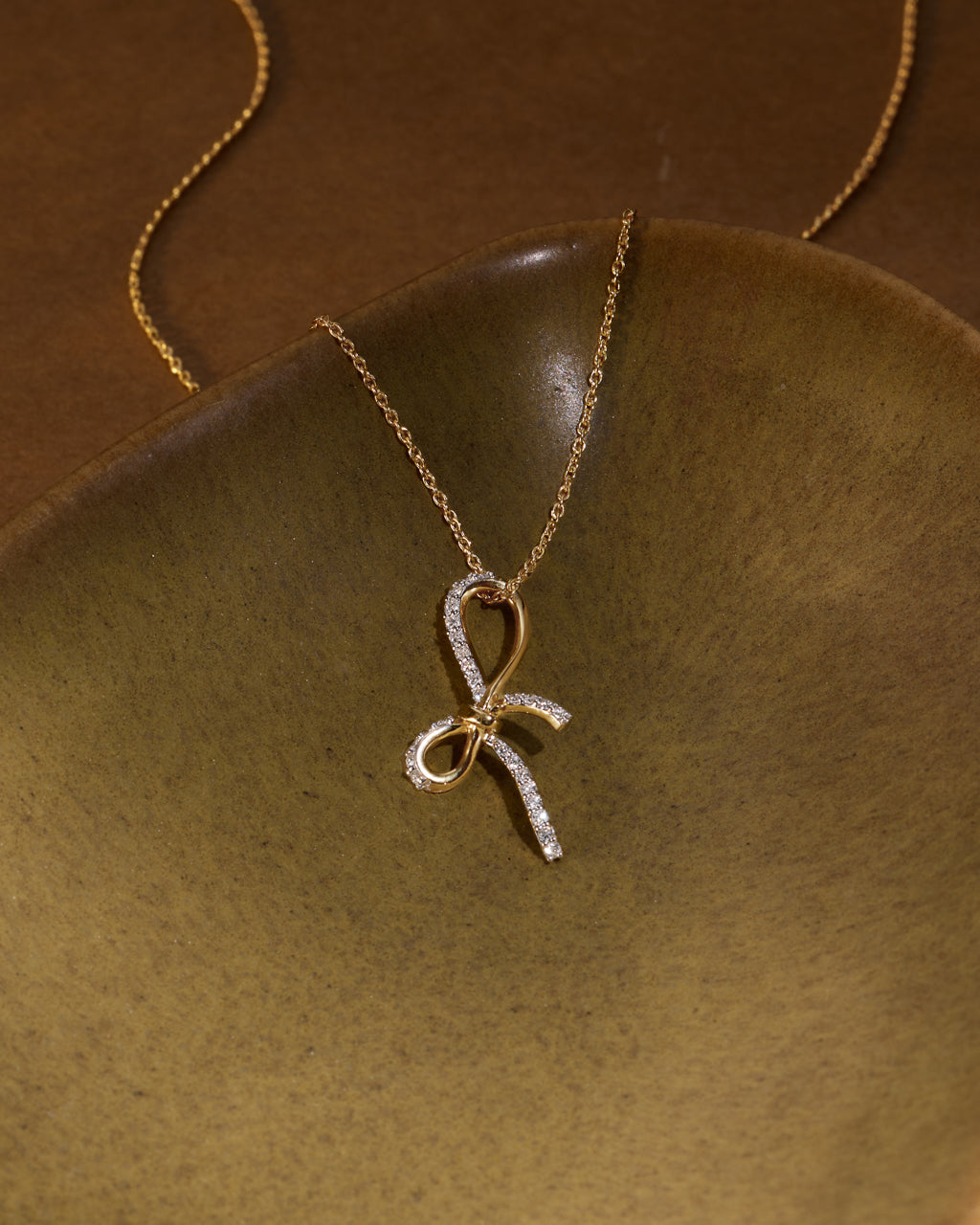 Grace Knot Diamond Bow Necklace