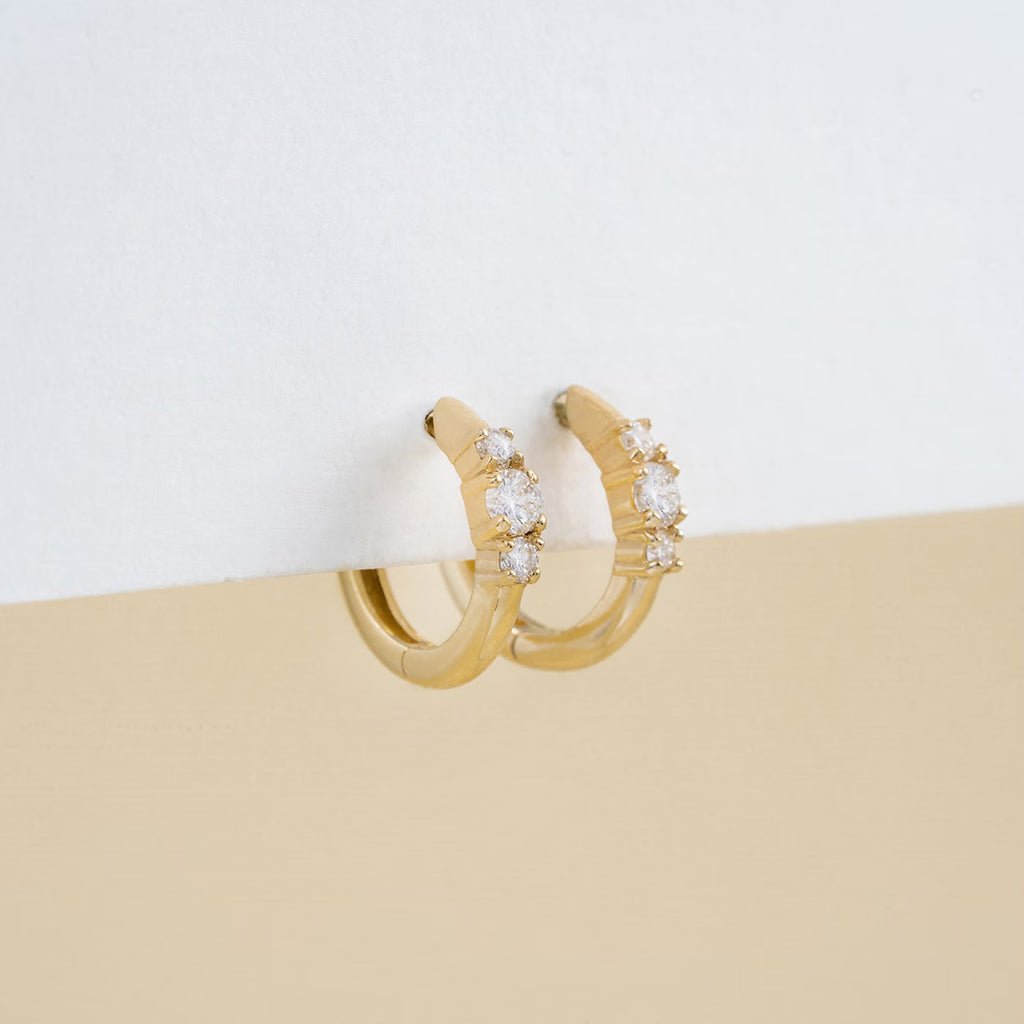 Graduated Diamond Huggie Earrings