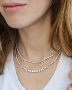Graduated Round Diamond Tennis Necklace