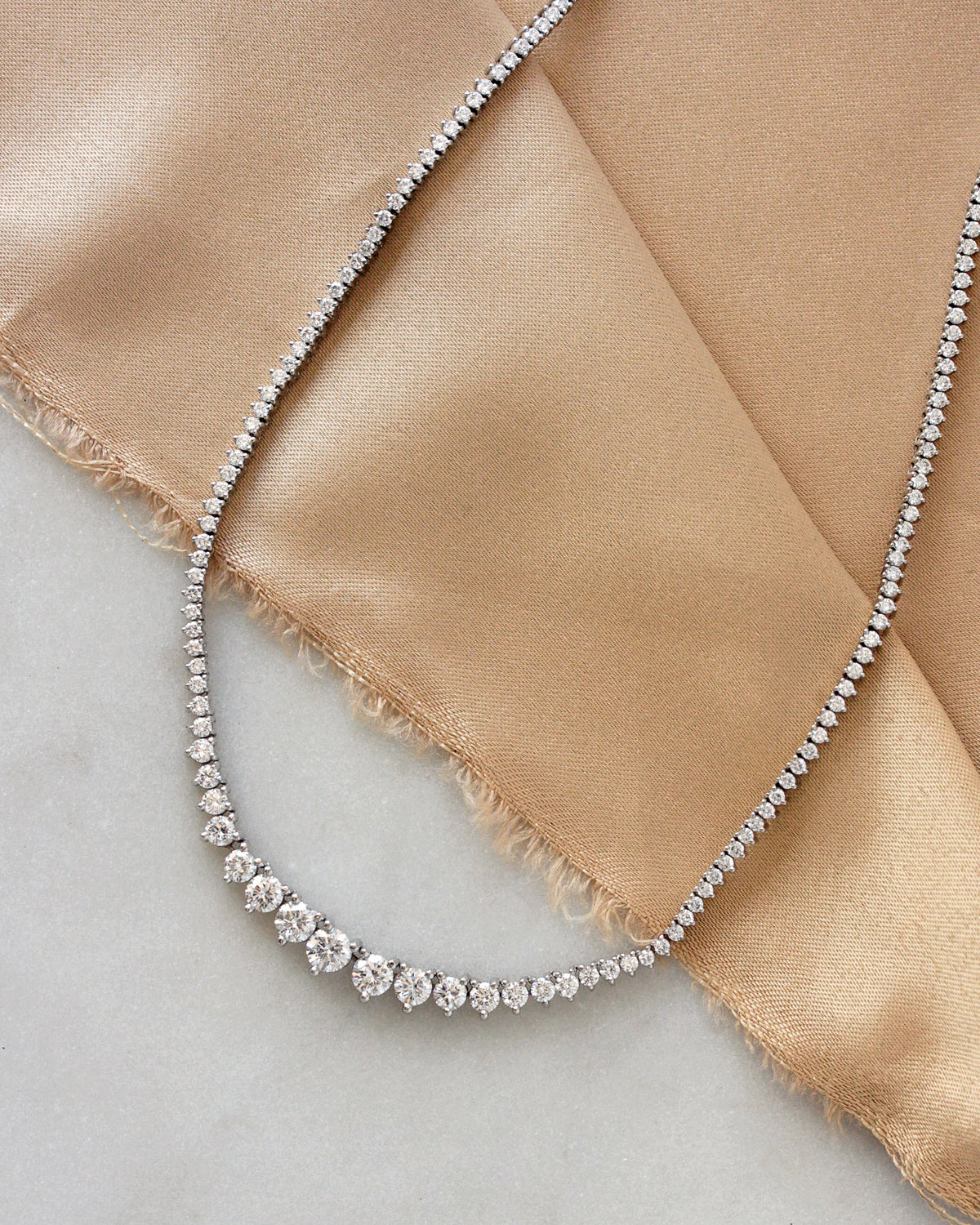 Graduated Round Diamond Tennis Necklace