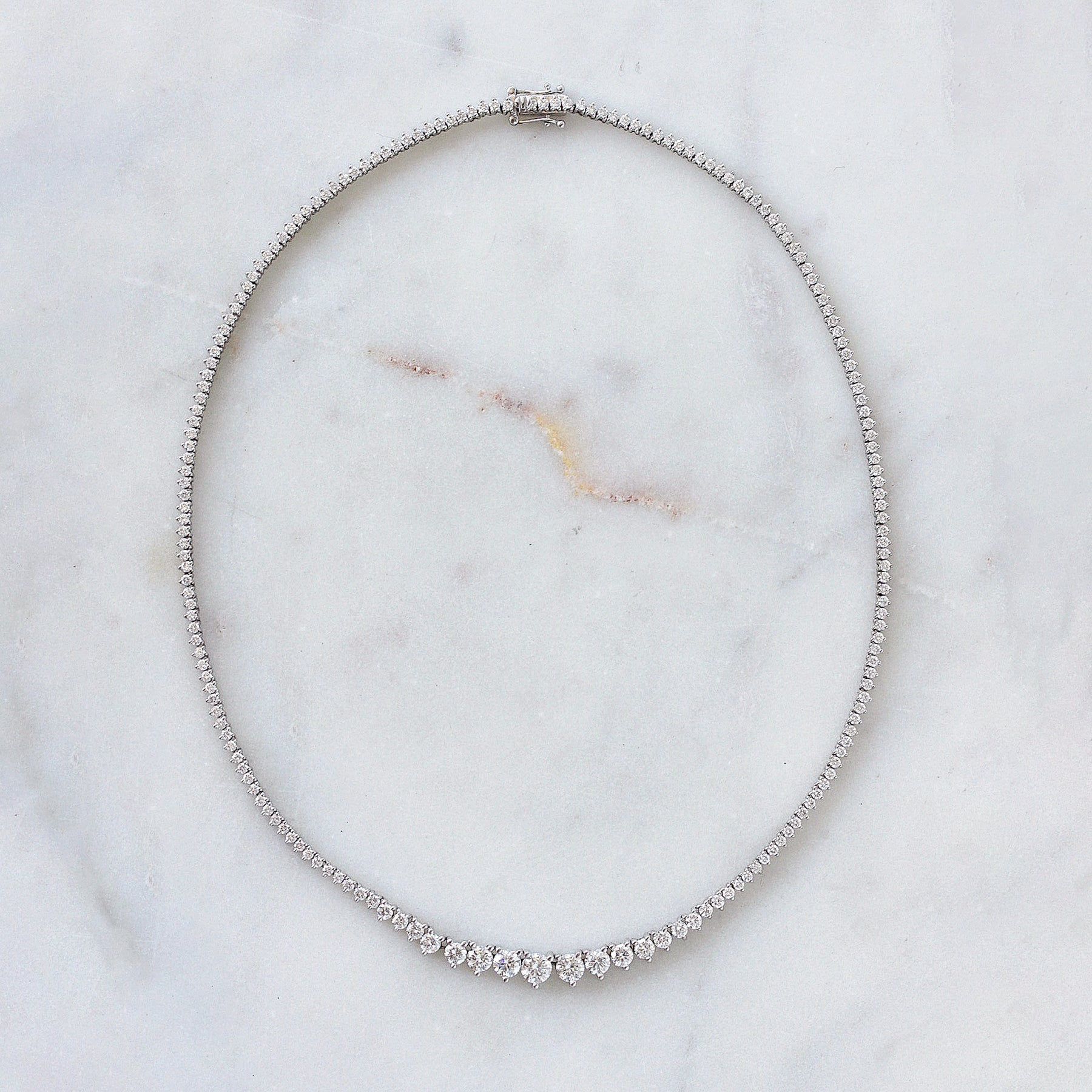 Graduated Round Diamond Tennis Necklace