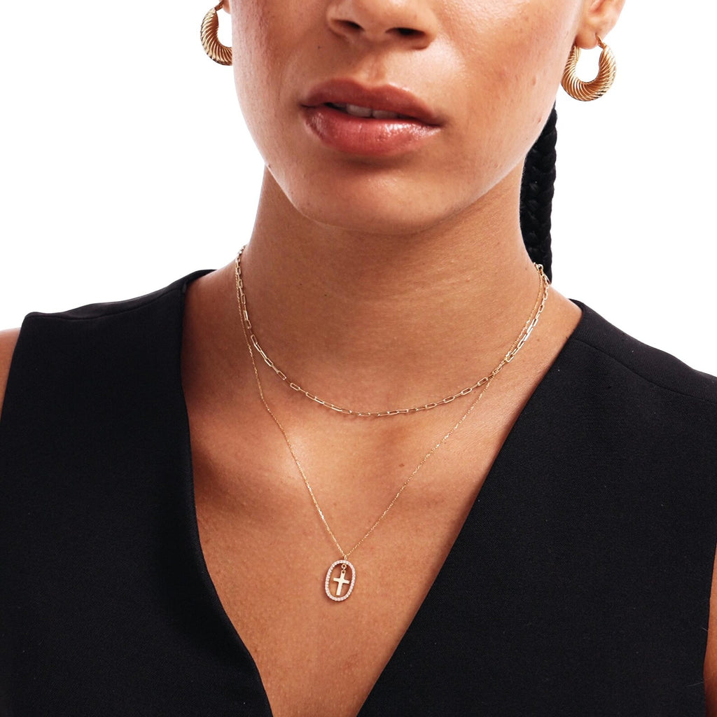 Halo Cross Pendant Necklace