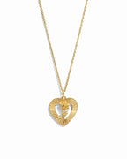 Heart Rose Open Frame Pendant Necklace