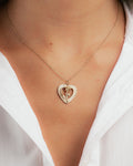 Heart Rose Open Frame Pendant Necklace