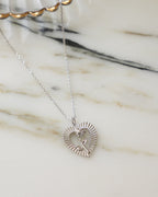 Heart Rose Open Frame Pendant Necklace