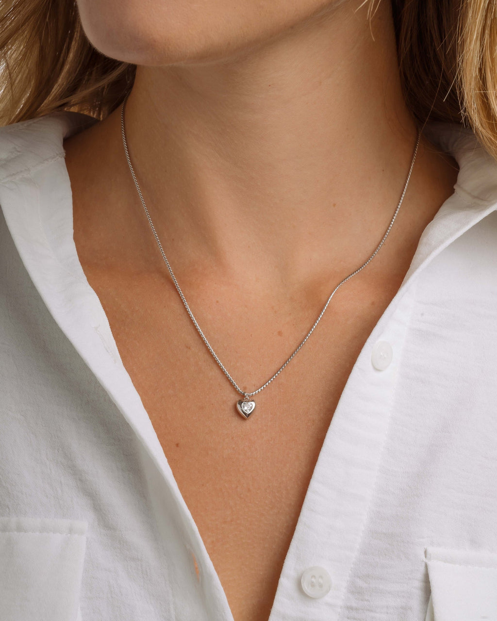 Heart Solitaire Chain Pendant