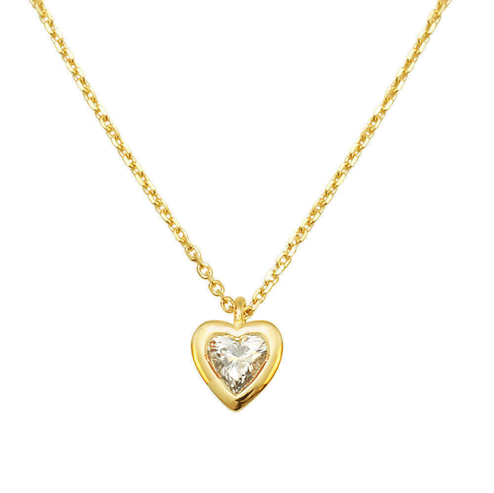 Heart Bezel Set Pendant Necklace