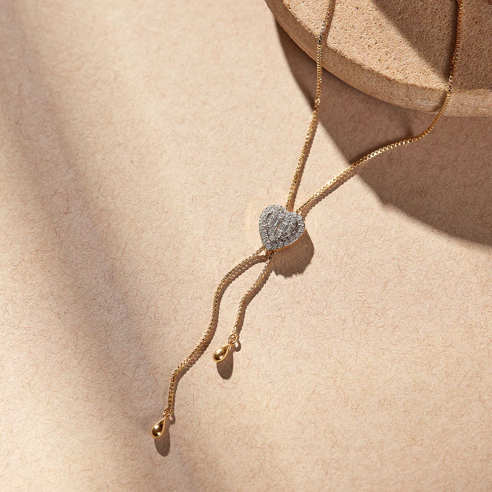 Heart Drop Lariat Diamond Necklace