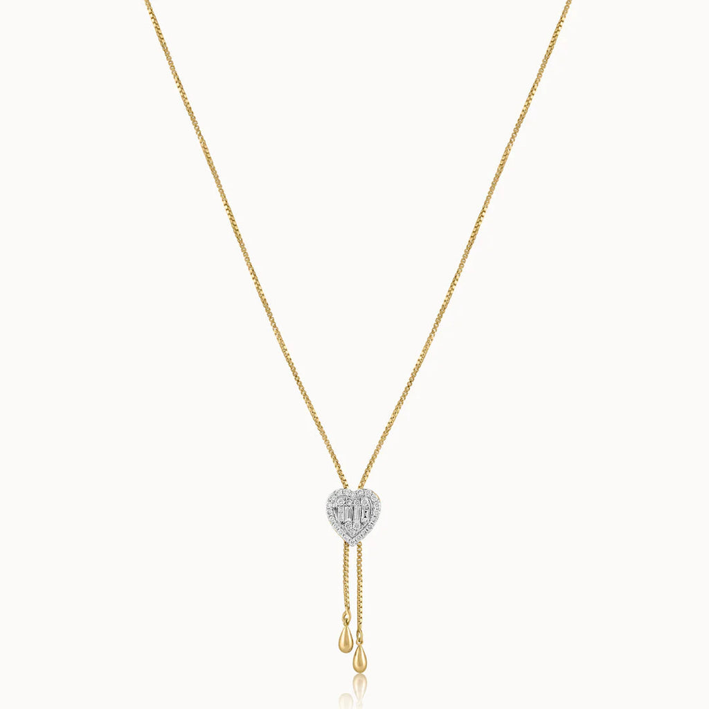 Heart Drop Lariat Diamond Necklace