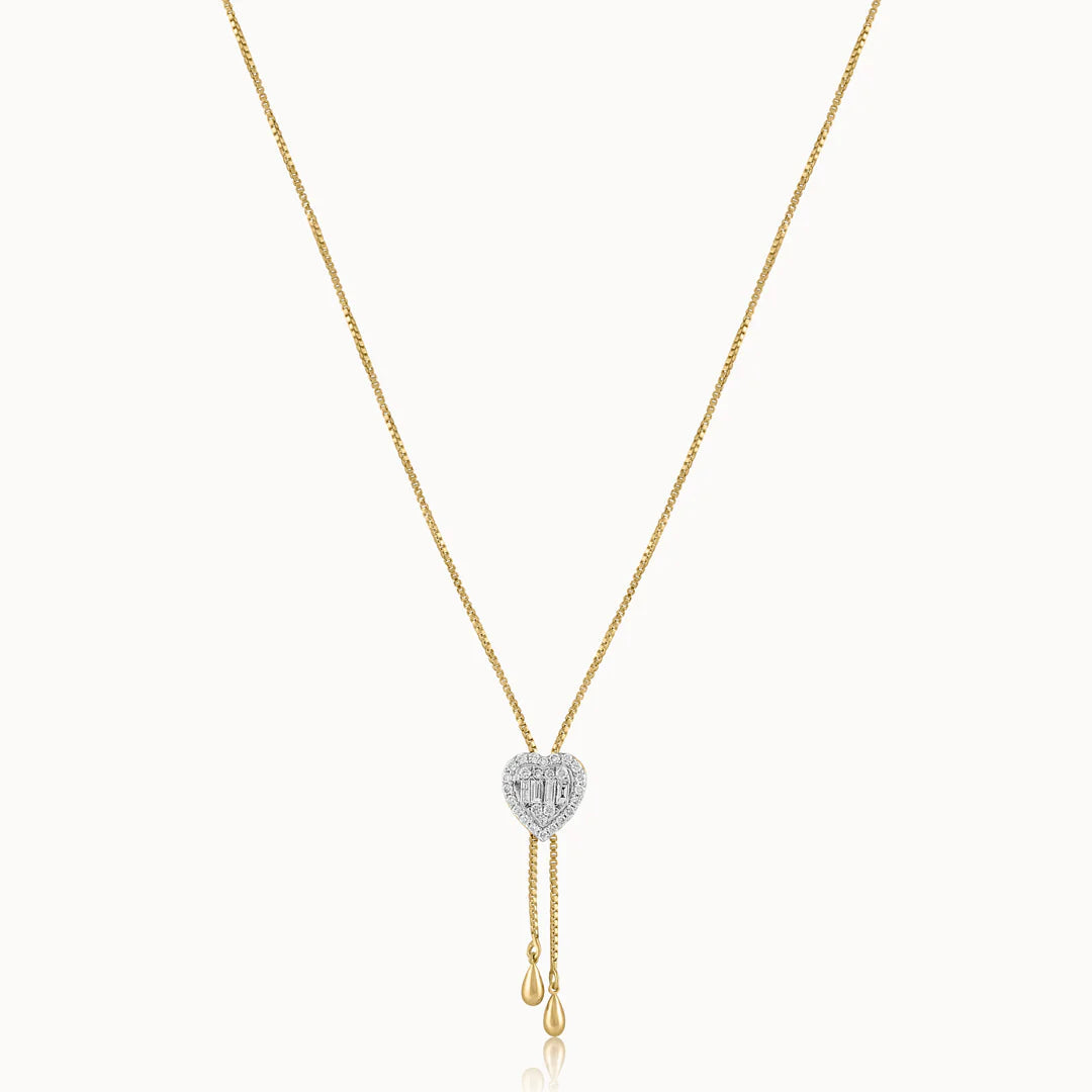 Heart Drop Lariat Diamond Necklace
