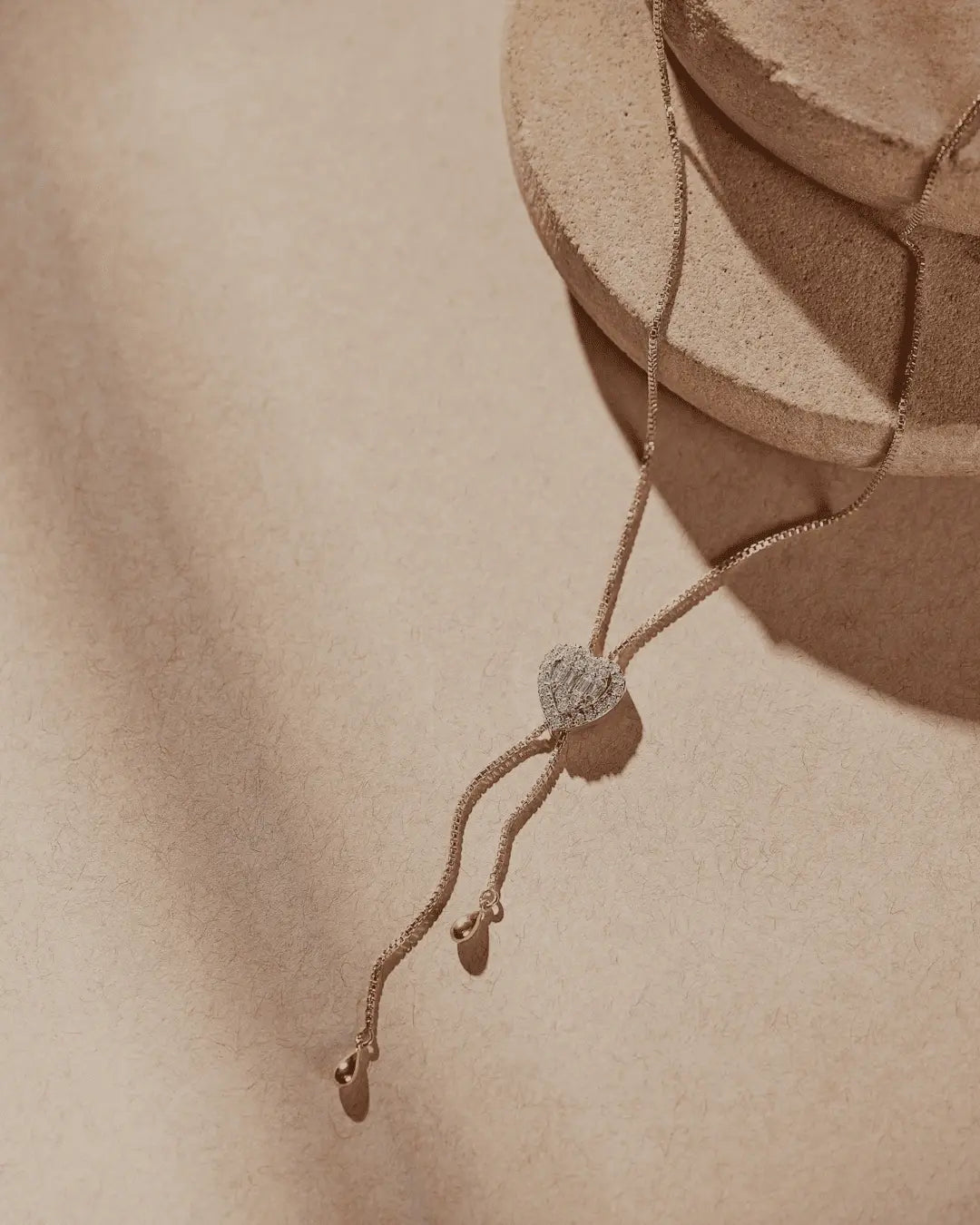 Heart Drop Lariat Diamond Necklace
